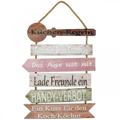 Artikel Deko Schild Holz mit humorvollen Küchenregeln für Wanddeko