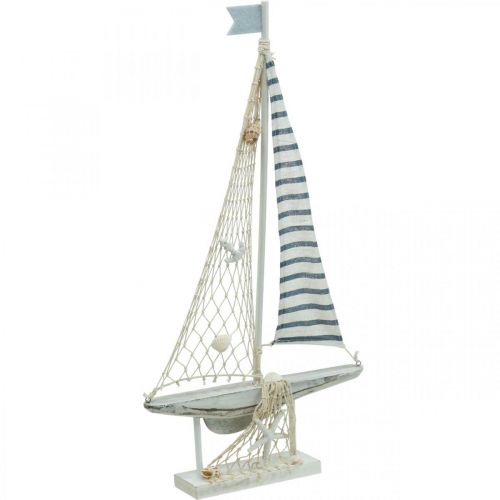 Floristik24 Deko Segelboot Holz Weiß Blau Maritime Deko Schiff 28×3×55cm