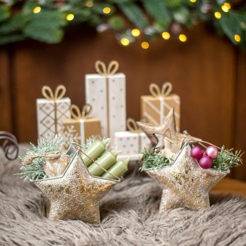 Floristik24 Deko Stern Metall zum Aufhängen und Dekorieren Golden Ø13cm