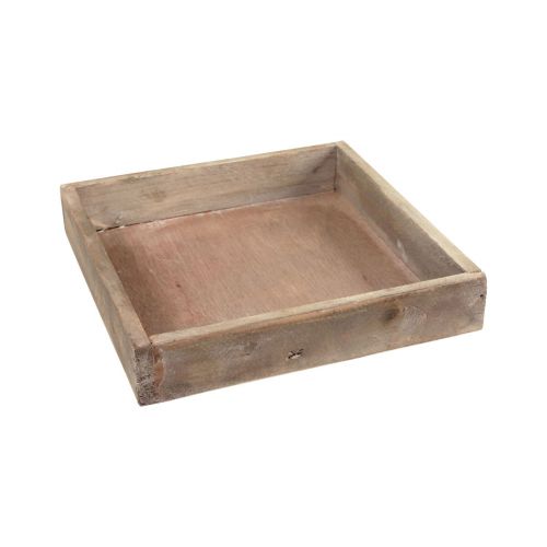 Deko Tablett quadratisch Holztablett Natur 20×20×3,5cm 2St