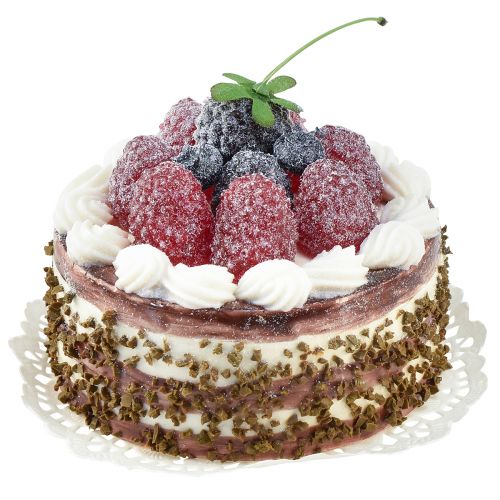 Floristik24 Deko Törtchen Schoko mit Himbeeren Torte Attrappe Ø10cm