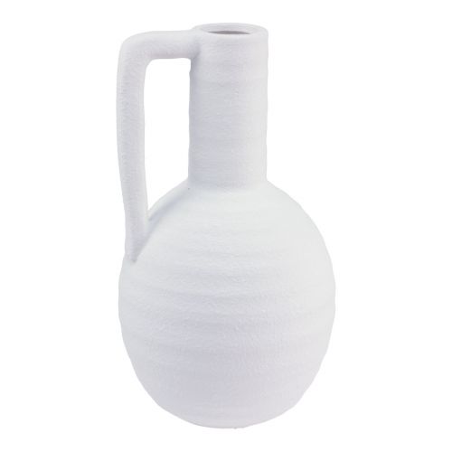 Floristik24 Deko Vase Weiß Blumenvase mit Henkel Keramik H26cm