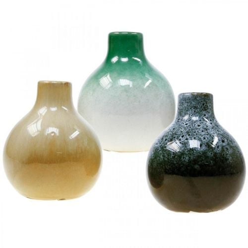Deko Vasen, Keramik Vasen Set kugelförmig H10,5cm Ø9cm 3St
