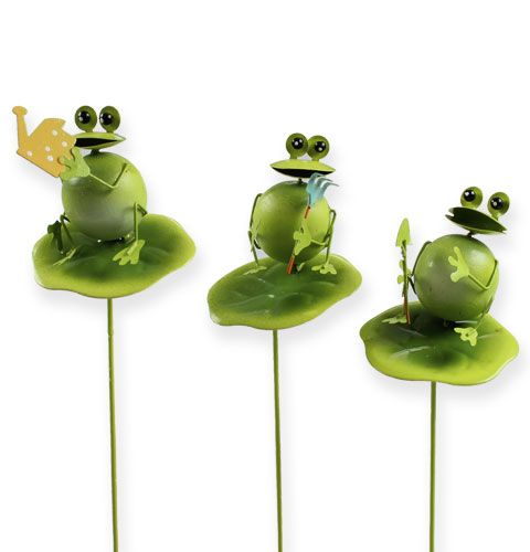 Floristik24 Deko-Frosche mit Gartengerät am Stab 6St