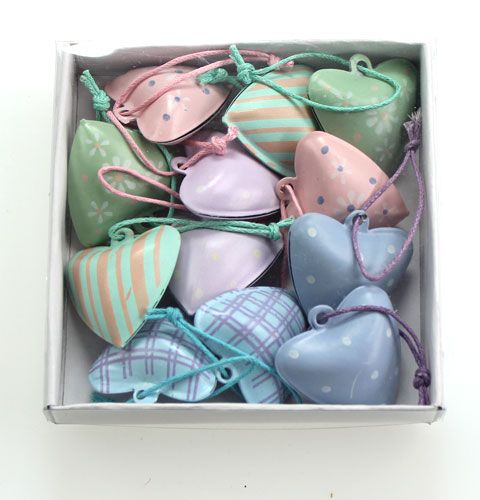 Floristik24 Metallherz zum Hängen mit Motiven 3cm 12St