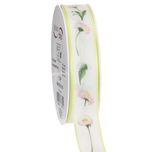 Geschenkband Blütenmuster Bellis zum Basteln und Verpacken 25mm 20m kaufen | Floristik24.de