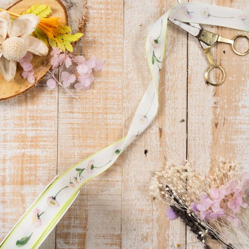 Geschenkband Blütenmuster Bellis zum Basteln und Verpacken 25mm 20m | Floristik24.de