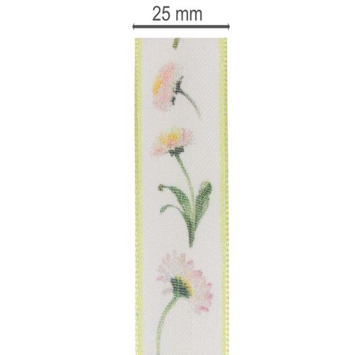 Geschenkband Blütenmuster Bellis zum Basteln und Verpacken 25mm 20m | Floristik24.de