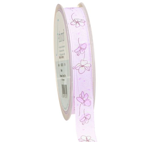 Dekoband Blumen Frühling Geschenkband Flieder 15mm 20m