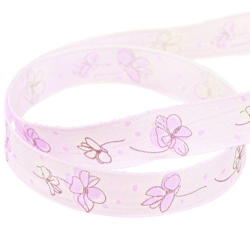 Floristik24 Dekoband Blumen Frühling Geschenkband Flieder 15mm 20m