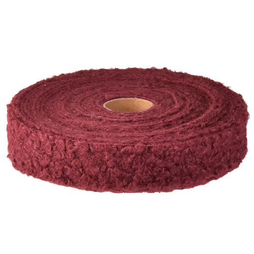 Floristik24 Dekoband Bordeaux Wolloptik Breites Stoffband 40mm 8m