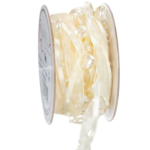 Dekoband Creme Herzen Perlen Hochzeitsdeko 10mm 5m kaufen | Floristik24.de