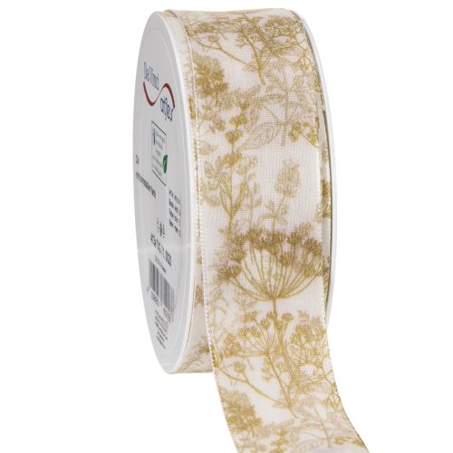 Geschenkband mit Pflanzen Motiven Dill Dekoband 40mm 20m