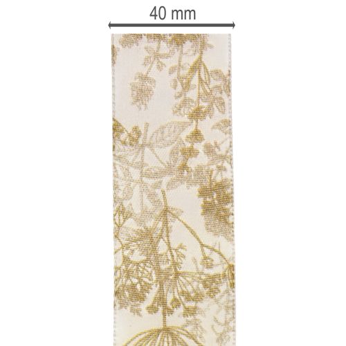 Geschenkband mit Pflanzen Motiven Dill Dekoband 40mm 20m | Floristik24.de