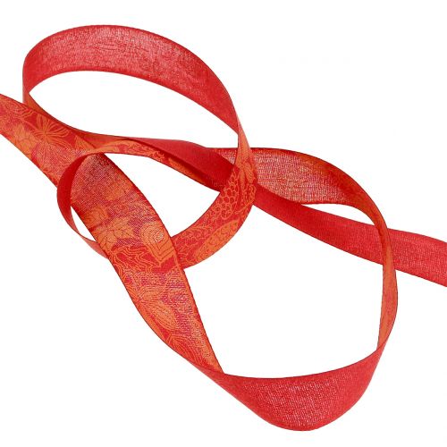 Floristik24 Geschenkband Herbstlaub Rot 25mm 18m