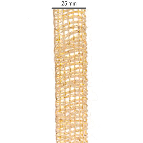 Artikel Dekoband Jute Gelb, Natur 25mm Rustikale Deko Juteband 10m