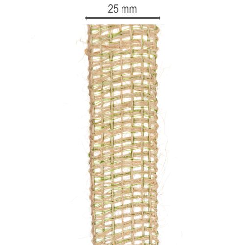 Artikel Dekoband Jute Grün, Natur 25mm Juteband zum Dekorieren 10m