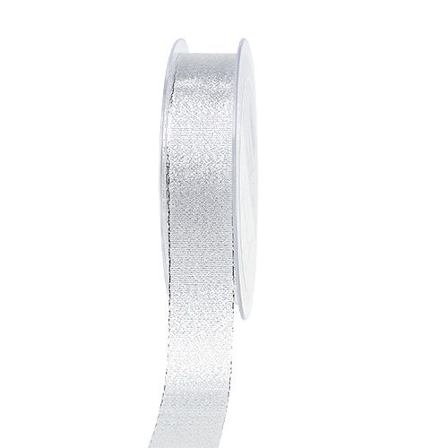 Floristik24 Dekoband Silber mit Glimmer 25mm 20m