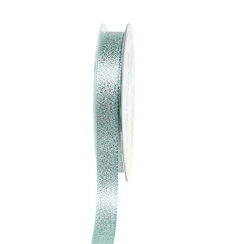 Floristik24 Dekoband mit Glitzer Mint 15mm 25m
