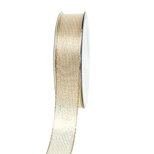 Dekoband mit Lurexstreifen Hellgold 25mm 20m kaufen | Floristik24.de