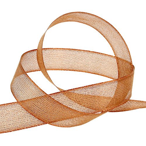 Dekoband mit Lurexstreifen Kupfer 25mm 20m | Floristik24.de