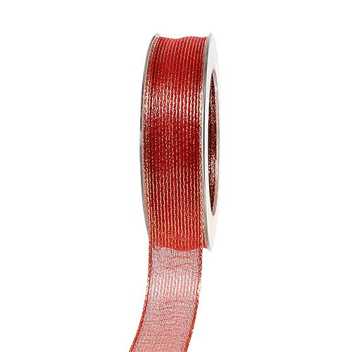 Floristik24 Dekoband mit Lurexstreifen Rot 25mm 20m