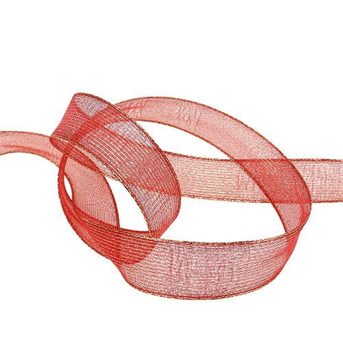 Dekoband mit Lurexstreifen Rot 25mm 20m | Floristik24.de