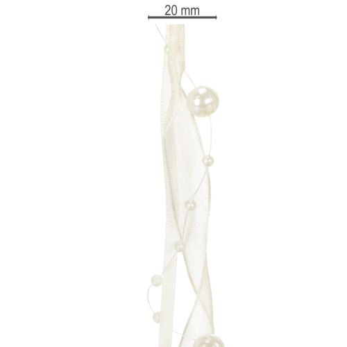 Dekoband mit Perlen Creme 20mm 5m | Floristik24.de