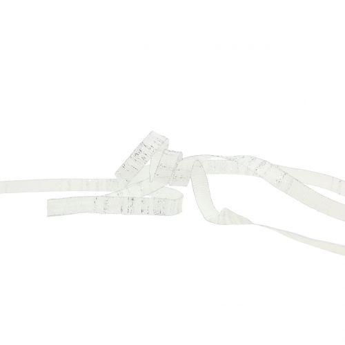 Floristik24 Dekoband Weiß mit Lurex drahtverstärkt 10mm 20m