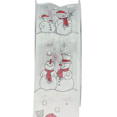 Artikel Geschenkband Weihnachten Schneemann Winter Rot Weiß 40mm 15m