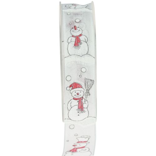 Artikel Geschenkband Weihnachten Schneemann Rot Weiß 25mm 15m