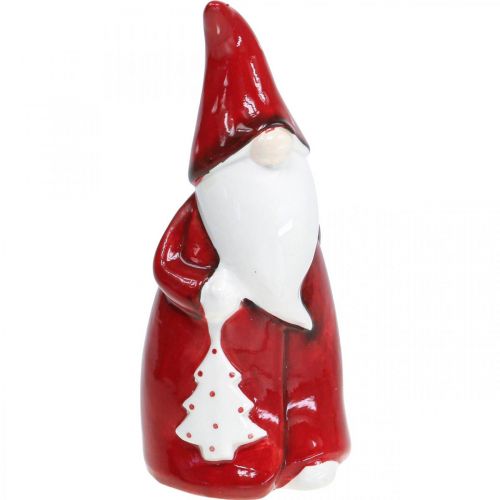 Weihnachtsmann Figur Nikolaus Rot, Weiß Keramik H20cm