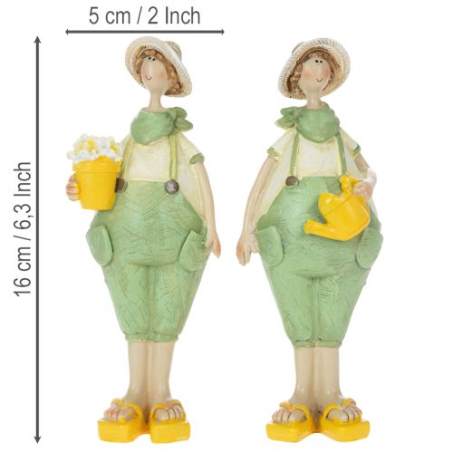 Dekofiguren Gärtner Tischdeko Sommer Grün Gelb 16,5×5,5cm 2St | Floristik24.de