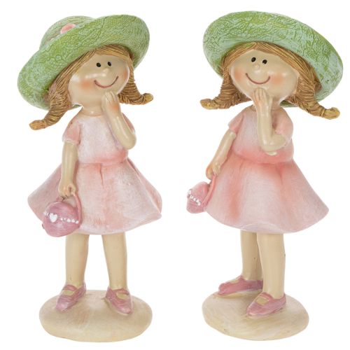 Dekofiguren Mädchen mit Hut Rosa Grün 6,5x5,5x14,5cm 2St kaufen | Floristik24.de