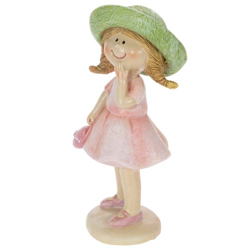 Dekofiguren Mädchen mit Hut Rosa Grün 6,5x5,5x14,5cm 2St | Floristik24.de