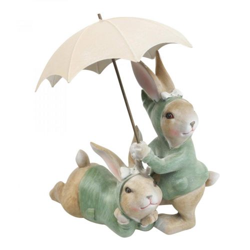 Floristik24 Dekofiguren Hasenpaar Deko Hasen mit Regenschirm H22cm