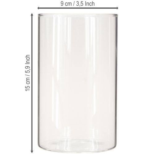 Floristik24 Dekoglas, Tischdeko, Blumenvase Farblos Ø9cm H15cm