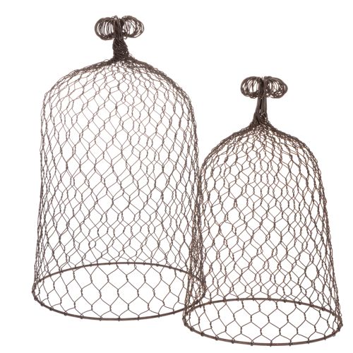 Dekoglocke aus Metall, Rankhilfe, Drahthaube Braun, Edelrost H50/41cm Ø30/25cm 2er-Set kaufen | Floristik24.de
