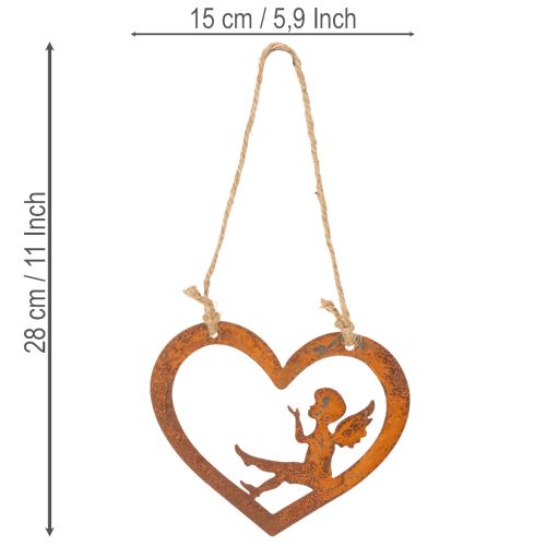 Dekohänger Metall Edelrost Deko Herz Engel Ø15cm 6St | Floristik24.de