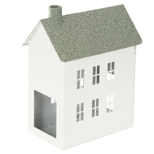 Dekohaus Metall Hausform mit Fenstern und Schornstein 22cm kaufen | Floristik24.de