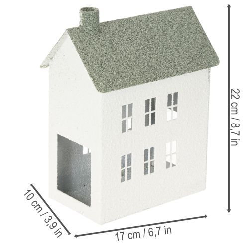 Dekohaus Metall Hausform mit Fenstern und Schornstein 22cm | Floristik24.de