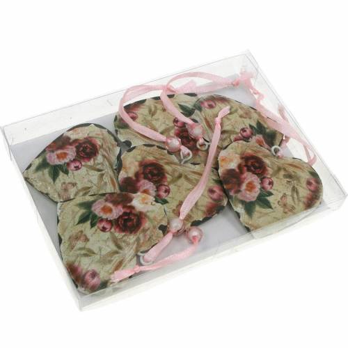 Floristik24 Dekoherz Pfingstrosen nostalgisch Metall Herz zum Hängen 6St