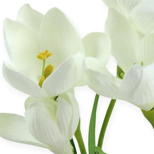 Deko 3 Crocus weiß Blumenzwiebel Krokus künstliche Seidenblumen wie echt Neu 