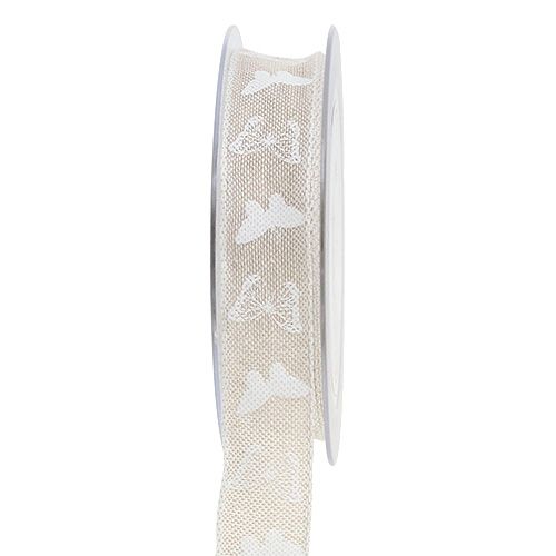 Floristik24 Dekorationsband Leinenband mit Muster 25mm 15m
