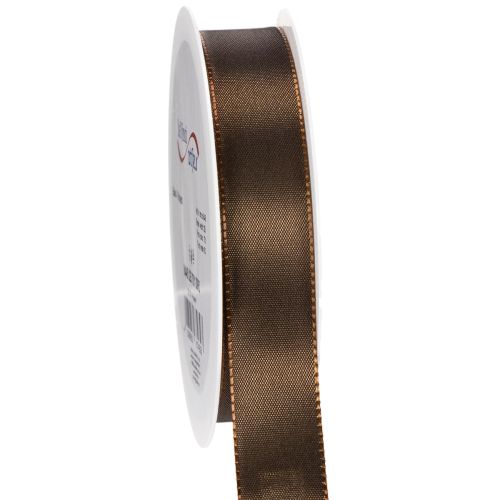 Taftband Braun auf Rolle vielseitig für Dekoration 25mm 50m