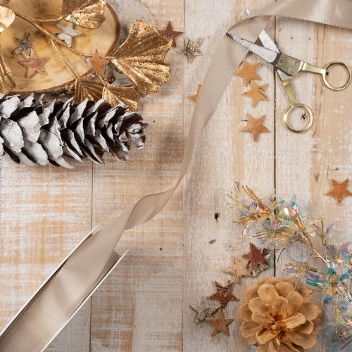 Dekoband Satin Beige Taftband 25mm 50m | Floristik24.de