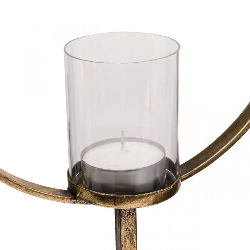 Dekoring Windlicht Metall Kerzenhalter Golden Glas Ø28cm
