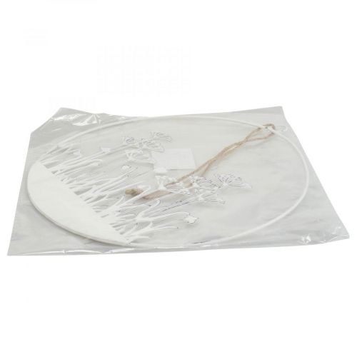 Floristik24 Dekoring Weiß Metall Deko Blumenwiese Frühlingsdeko Ø22cm