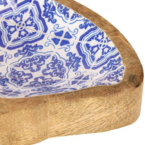 Floristik24 Dekoschale Holz Fisch Deko Natur Blau Weiß 18×11×3cm