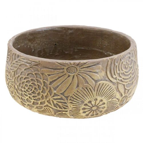 Dekoschale Keramik Gold Blüten Braun Ø23,5cm H11,5cm